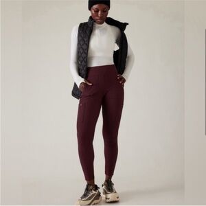 Athleta Headlands Hybrid Cargo Tight in Spiced Cabernet.
